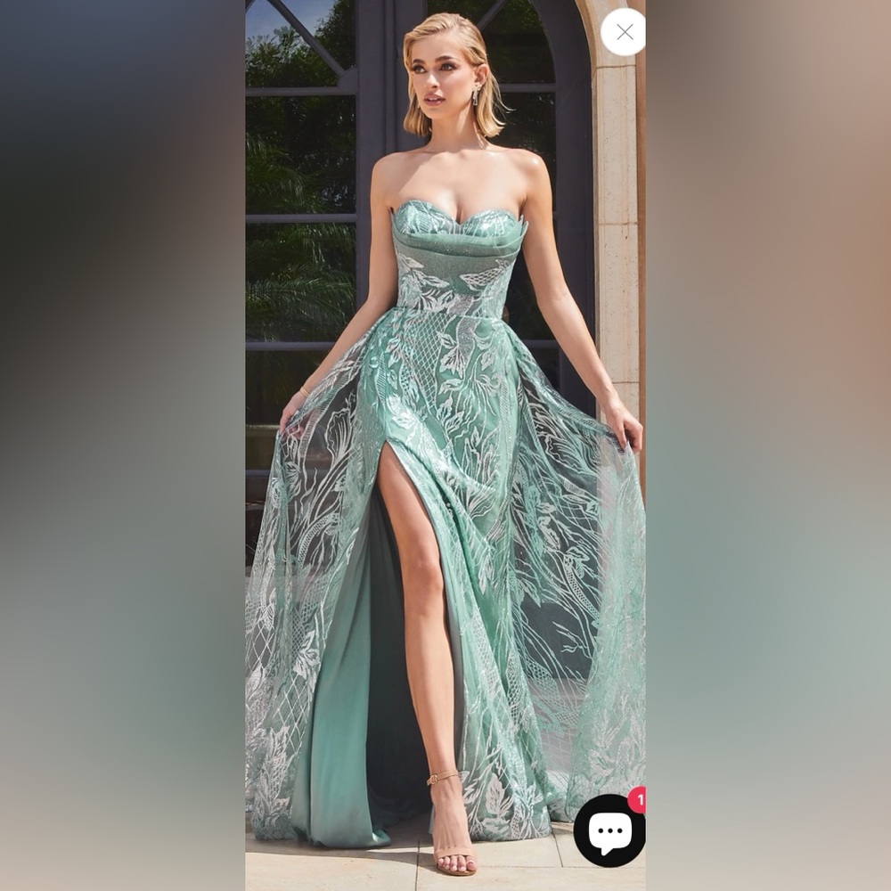 Sage Cinderella Divine CB129 Long Fitted Glitter Strapless Slit Dress
